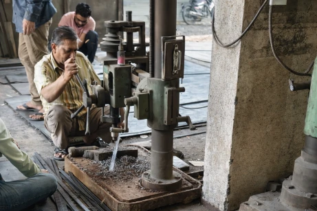 Precision drilling work for safe fabrication inside the Jay Safe Gujarat factory